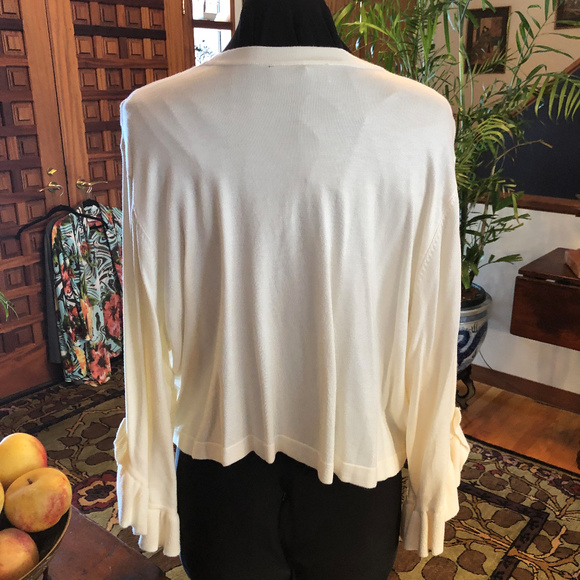 Lane Bryant Knit Cropped Cardigan Ruffle Sleeve - Picture 5 of 6